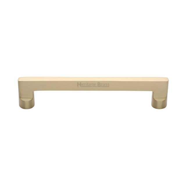 This is an image of a Heritage Brass - Cabinet Pull Apollo Design 160mm CTC Satin Brass Finish, c0345-160-sb that is available to order from Trade Door Handles in Kendal.