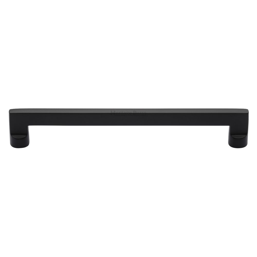 This is an image of a Heritage Brass - Cabinet Pull Apollo Design 203mm CTC Matt Black Finish, c0345-203-bkmt that is available to order from Trade Door Handles in Kendal.