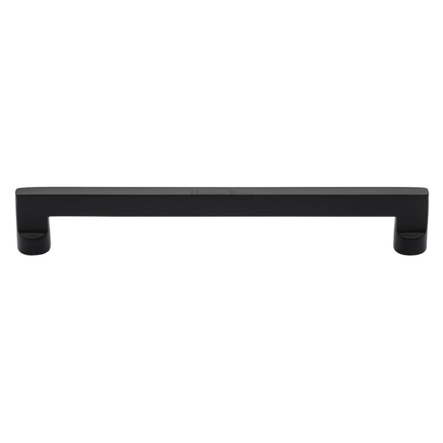 This is an image of a Heritage Brass - Cabinet Pull Apollo Design 203mm CTC Matt Black Finish, c0345-203-bkmt that is available to order from Trade Door Handles in Kendal.