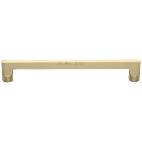 This is an image of a Heritage Brass - Cabinet Pull Apollo Design 203mm CTC Satin Brass Finish, c0345-203-sb that is available to order from Trade Door Handles in Kendal.