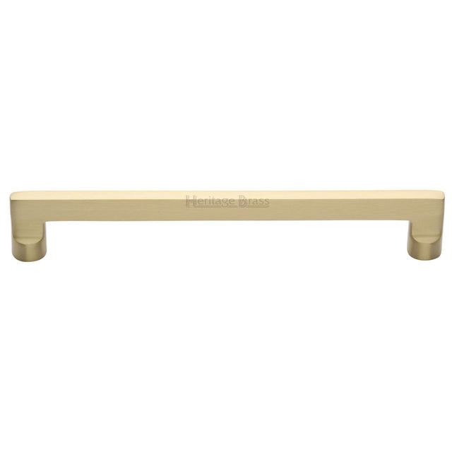 This is an image of a Heritage Brass - Cabinet Pull Apollo Design 256mm CTC Satin Brass Finish, c0345-256-sb that is available to order from Trade Door Handles in Kendal.