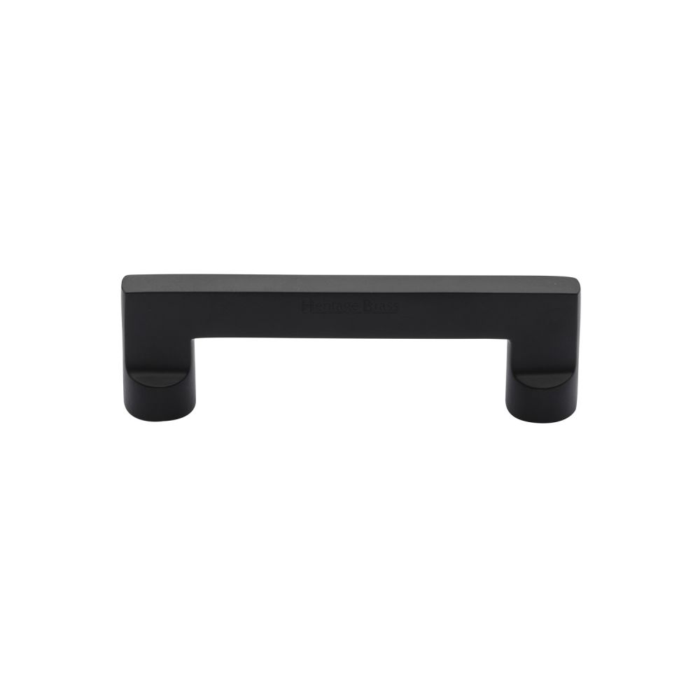 This is an image of a Heritage Brass - Cabinet Pull Apollo Design 96mm CTC Matt Black Finish, c0345-96-bkmt that is available to order from Trade Door Handles in Kendal.