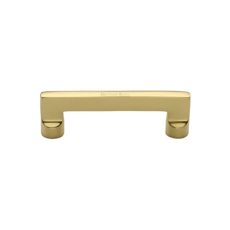 This is an image of a Heritage Brass - Cabinet Pull Apollo Design 96mm CTC Polished Brass Finish, c0345-96-pb that is available to order from Trade Door Handles in Kendal.