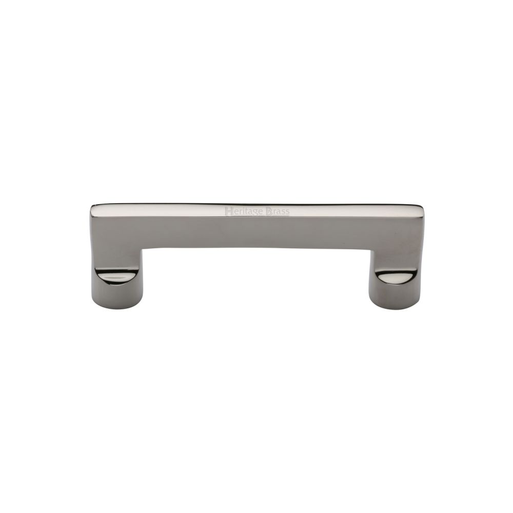 This is an image of a Heritage Brass - Cabinet Pull Apollo Design 96mm CTC Polished Nickel Finish, c0345-96-pnf that is available to order from Trade Door Handles in Kendal.