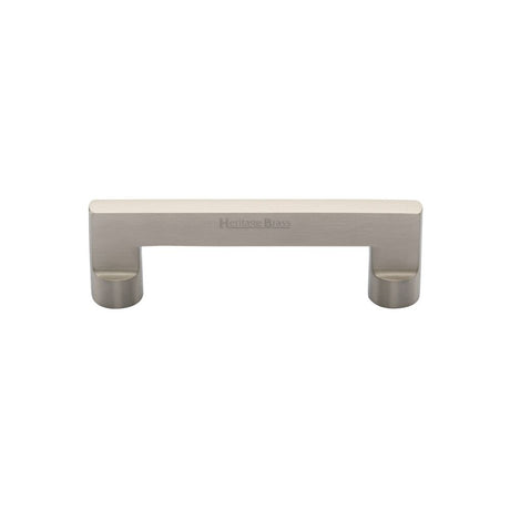 This is an image of a Heritage Brass - Cabinet Pull Apollo Design 96mm CTC Satin Nickel Finish, c0345-96-sn that is available to order from Trade Door Handles in Kendal.