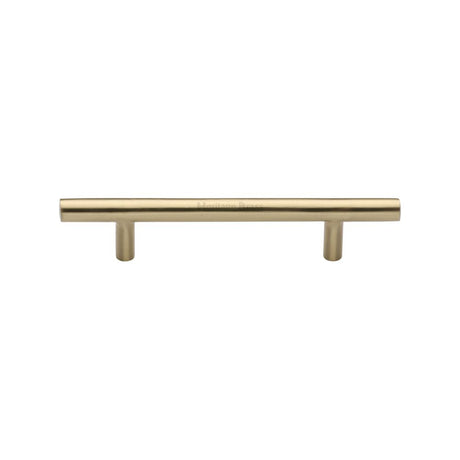 This is an image of a Heritage Brass - Cabinet Pull T-Bar Design 101mm CTC Satin Brass Finish, c0361-101-sb that is available to order from Trade Door Handles in Kendal.