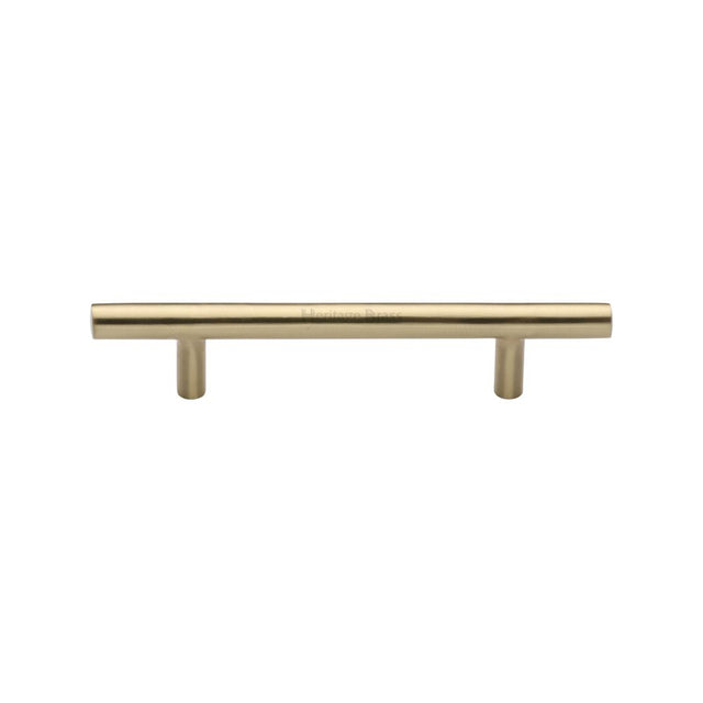 This is an image of a Heritage Brass - Cabinet Pull T-Bar Design 101mm CTC Satin Brass Finish, c0361-101-sb that is available to order from Trade Door Handles in Kendal.