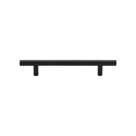 This is an image of a Heritage Brass - Cabinet Pull T-Bar Design 128mm CTC Matt Black Finish, c0361-128-bkmt that is available to order from Trade Door Handles in Kendal.