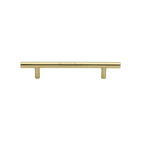 This is an image of a Heritage Brass - Cabinet Pull T-Bar Design 128mm CTC Polished Brass Finish, c0361-128-pb that is available to order from Trade Door Handles in Kendal.