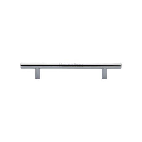 This is an image of a Heritage Brass - Cabinet Pull T-Bar Design 128mm CTC Polished Chrome Finish, c0361-128-pc that is available to order from Trade Door Handles in Kendal.