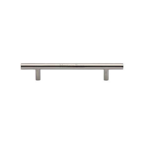 This is an image of a Heritage Brass - Cabinet Pull T-Bar Design 128mm CTC Polished Nickel Finish, c0361-128-pnf that is available to order from Trade Door Handles in Kendal.