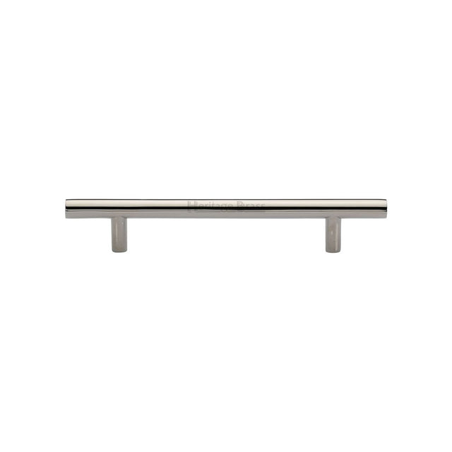 This is an image of a Heritage Brass - Cabinet Pull T-Bar Design 128mm CTC Polished Nickel Finish, c0361-128-pnf that is available to order from Trade Door Handles in Kendal.