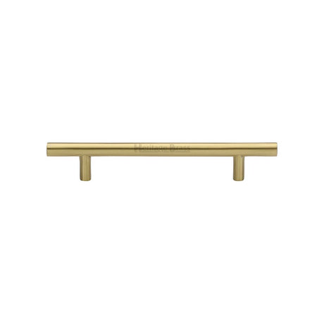 This is an image of a Heritage Brass - Cabinet Pull T-Bar Design 128mm CTC Satin Brass Finish, c0361-128-sb that is available to order from Trade Door Handles in Kendal.