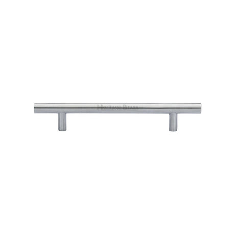 This is an image of a Heritage Brass - Cabinet Pull T-Bar Design 128mm CTC Satin Chrome Finish, c0361-128-sc that is available to order from Trade Door Handles in Kendal.