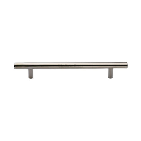 This is an image of a Heritage Brass - Cabinet Pull T-Bar Design 160mm CTC Polished Nickel Finish, c0361-160-pnf that is available to order from Trade Door Handles in Kendal.