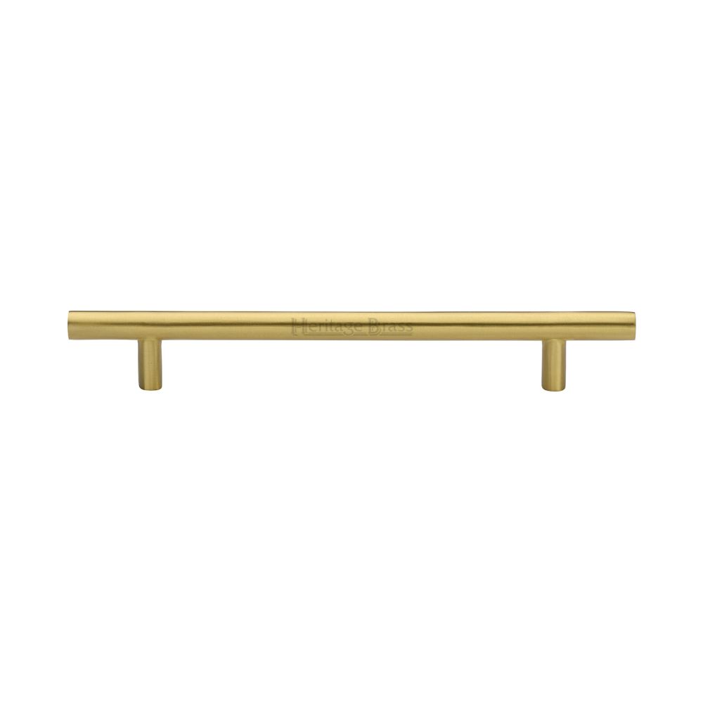 This is an image of a Heritage Brass - Cabinet Pull T-Bar Design 160mm CTC Satin Brass Finish, c0361-160-sb that is available to order from Trade Door Handles in Kendal.