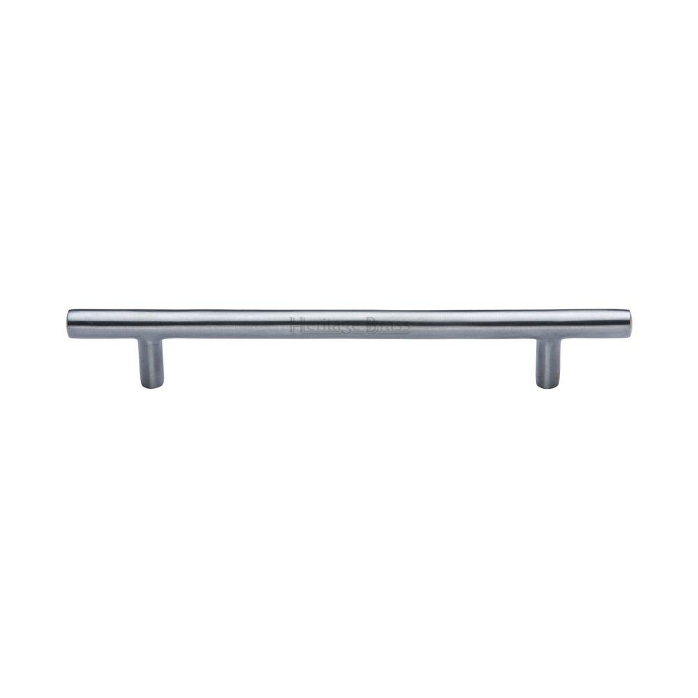 This is an image of a Heritage Brass - Cabinet Pull T-Bar Design 160mm CTC Satin Chrome Finish, c0361-160-sc that is available to order from Trade Door Handles in Kendal.