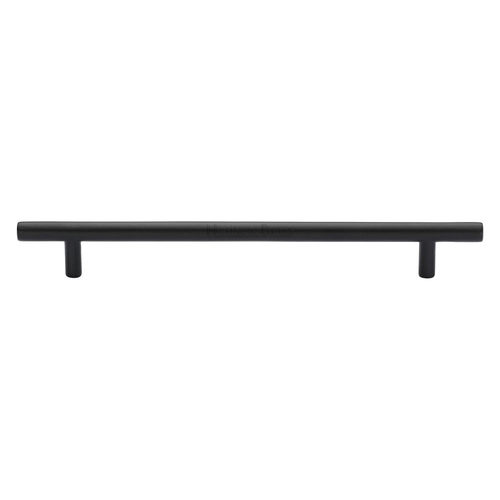 This is an image of a Heritage Brass - Cabinet Pull T-Bar Design 203mm CTC Matt Black Finish, c0361-203-bkmt that is available to order from Trade Door Handles in Kendal.