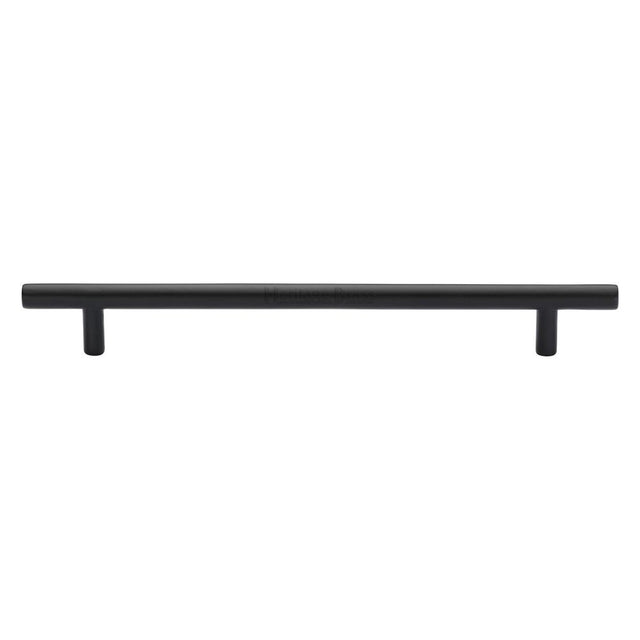 This is an image of a Heritage Brass - Cabinet Pull T-Bar Design 203mm CTC Matt Black Finish, c0361-203-bkmt that is available to order from Trade Door Handles in Kendal.