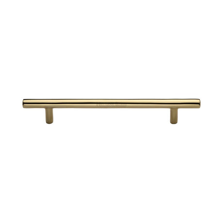 This is an image of a Heritage Brass - Cabinet Pull T-Bar Design 203mm CTC Polished Brass Finish, c0361-203-pb that is available to order from Trade Door Handles in Kendal.