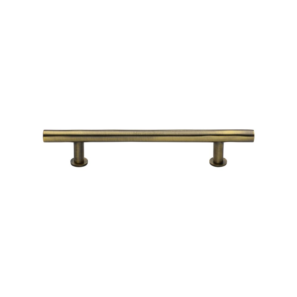 This is an image of a Heritage Brass - Cabinet Pull T-Bar Design with 16mm Rose 128mm CTC Antique Brass F, c0362-128-at that is available to order from Trade Door Handles in Kendal.