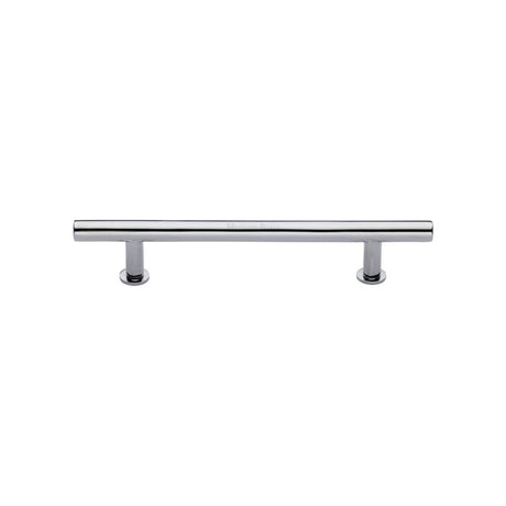 This is an image of a Heritage Brass - Cabinet Pull T-Bar Design with 16mm Rose 128mm CTC Polished Chrome, c0362-128-pc that is available to order from Trade Door Handles in Kendal.