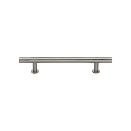 This is an image of a Heritage Brass - Cabinet Pull T-Bar Design with 16mm Rose 128mm CTC Satin Nickel, c0362-128-sn that is available to order from Trade Door Handles in Kendal.