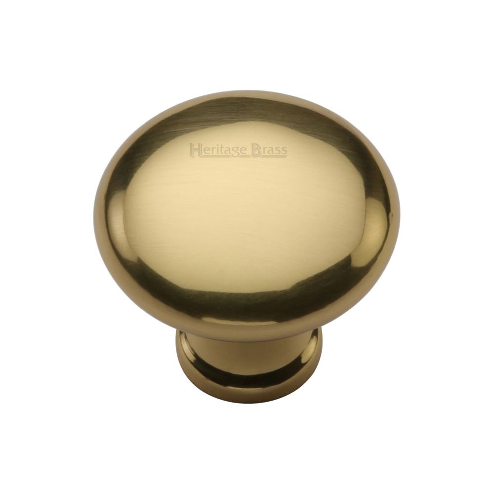 This is an image of a Heritage Brass - Cabinet Knob Victorian Round Design 32mm Polished Brass Finish, c113-32-pb that is available to order from Trade Door Handles in Kendal.