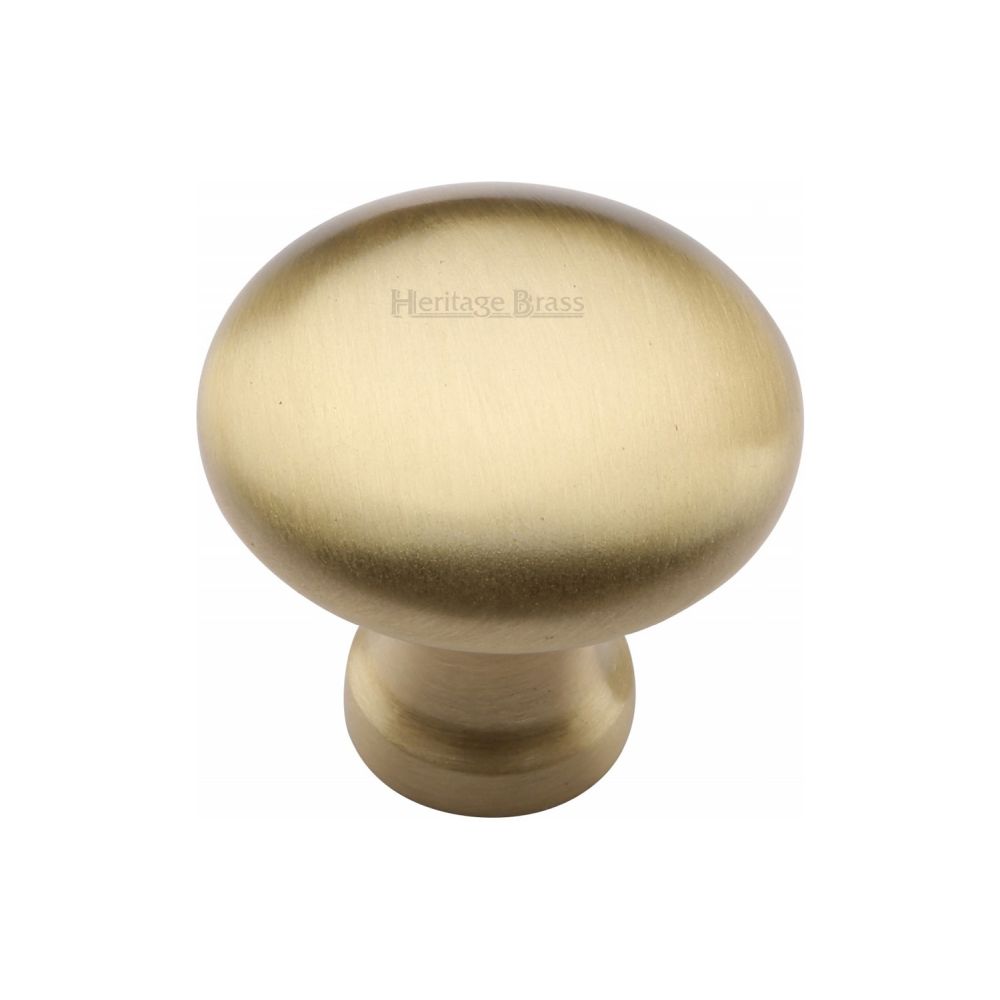 This is an image of a Heritage Brass - Cabinet Knob Victorian Round Design 32mm Satin Brass Finish, c113-32-sb that is available to order from Trade Door Handles in Kendal.