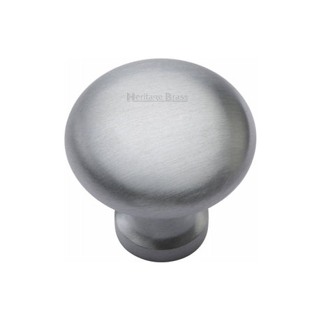 This is an image of a Heritage Brass - Cabinet Knob Victorian Round Design 32mm Satin Chrome Finish, c113-32-sc that is available to order from Trade Door Handles in Kendal.