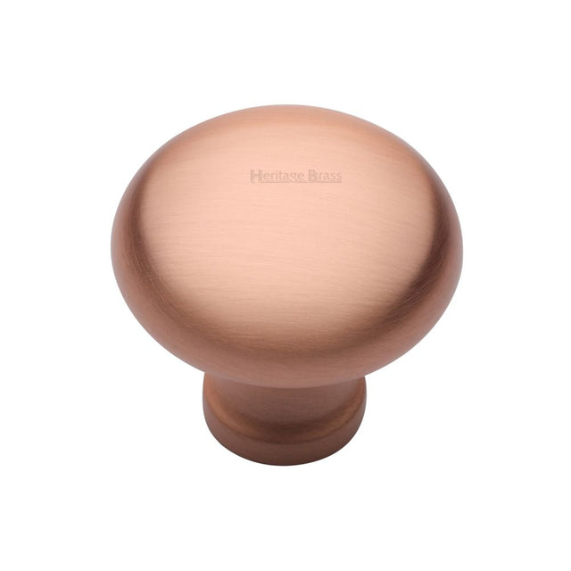 This is a image of a Heritage Brass - Cabinet Knob Victorian Round Design 32mm Sat. Rose Gold Finish that is available to order from Trade Door Handles in Kendal