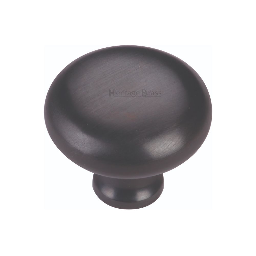This is a image of a Heritage Brass - Cabinet Knob Victorian Round Design 38mm Matt Black Finish that is available to order from Trade Door Handles in Kendal