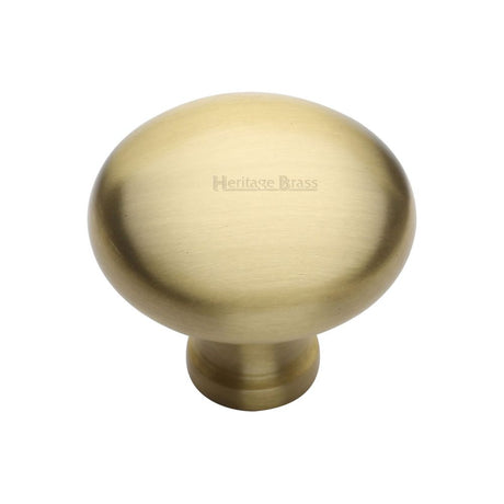 This is an image of a Heritage Brass - Cabinet Knob Victorian Round Design 38mm Satin Brass Finish, c113-38-sb that is available to order from Trade Door Handles in Kendal.