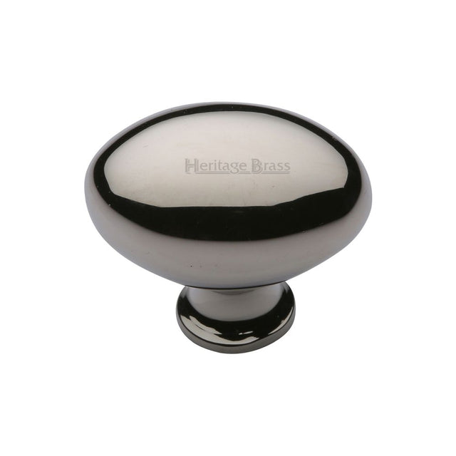 This is an image of a Heritage Brass - Cabinet Knob Victorian Oval Design 32mm Polished Nickel Finish, c114-32-pnf that is available to order from Trade Door Handles in Kendal.