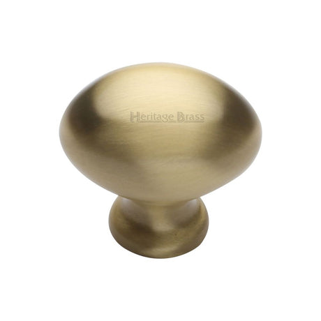 This is an image of a Heritage Brass - Cabinet Knob Victorian Oval Design 32mm Satin Brass Finish, c114-32-sb that is available to order from Trade Door Handles in Kendal.