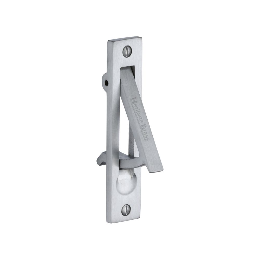 This is an image of a Heritage Brass - Pocket Door Edge Pull Satin Chrome Finish, c1165-sc that is available to order from Trade Door Handles in Kendal.