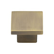 This is an image of a Heritage Brass - Cabinet Knob Classic Square Design 32mm Antique Brass Finish, c1254-32-at that is available to order from Trade Door Handles in Kendal.