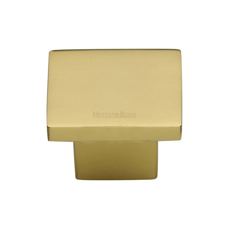 This is an image of a Heritage Brass - Cabinet Knob Classic Square Design 32mm Polished Brass Finish, c1254-32-pb that is available to order from Trade Door Handles in Kendal.