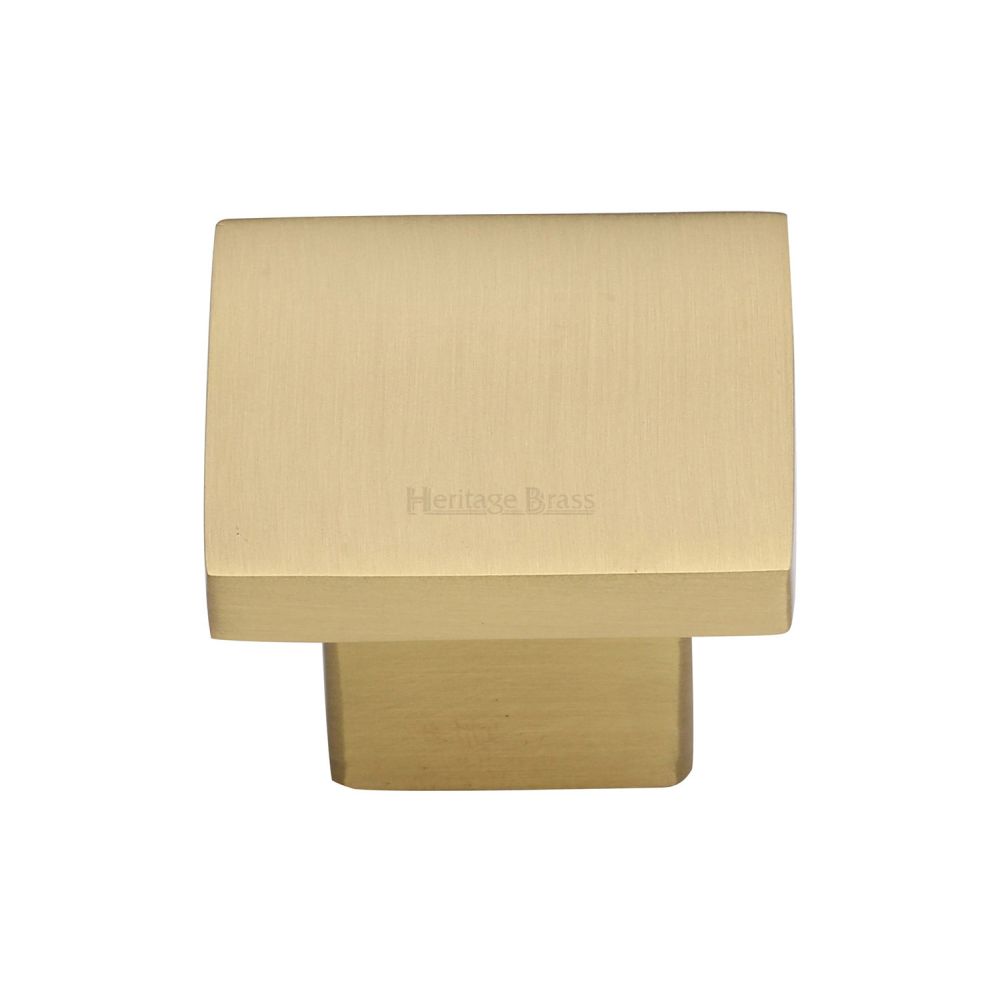 This is a image of a Heritage Brass - Cabinet Knob Classic Square Design 32mm Sat. Brass Finish that is available to order from Trade Door Handles in Kendal