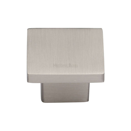 This is an image of a Heritage Brass - Cabinet Knob Classic Square Design 32mm Satin Nickel Finish, c1254-32-sn that is available to order from Trade Door Handles in Kendal.