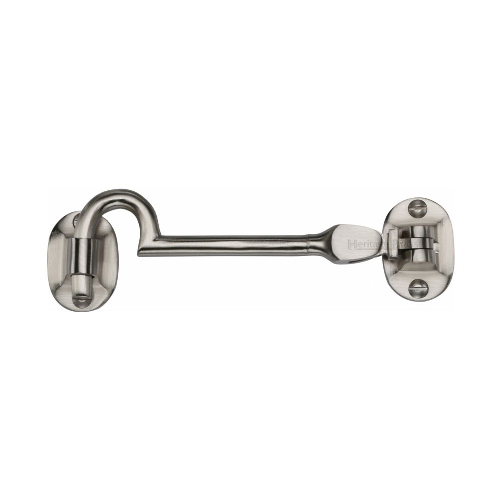 This is a image of a Heritage Brass - Cabin Hook 4" Sat. Nickel Finish that is available to order from Trade Door Handles in Kendal