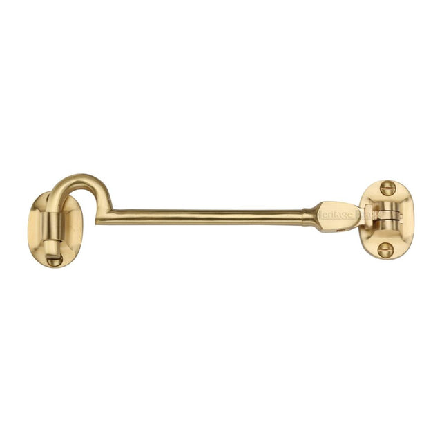 This is a image of a Heritage Brass - Cabin Hook 6" Sat. Brass Finish that is available to order from Trade Door Handles in Kendal