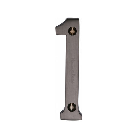 This is an image of a Heritage Brass - Numeral 1 Face Fix 76mm (3") Matt Bronze Finish, c1560-1-mb that is available to order from Trade Door Handles in Kendal.