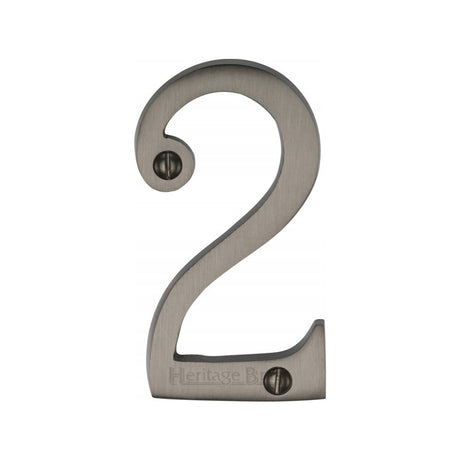 This is an image of a Heritage Brass - Numeral 2 Face Fix 76mm (3") Matt Bronze Finish, c1560-2-mb that is available to order from Trade Door Handles in Kendal.