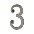 This is an image of a Heritage Brass - Numeral 3 Face Fix 76mm (3") Matt Bronze Finish, c1560-3-mb that is available to order from Trade Door Handles in Kendal.