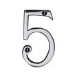 This is an image of a Heritage Brass - Numeral 5 Face Fix 76mm (3") Polished Chrome Finish, c1560-5-pc that is available to order from Trade Door Handles in Kendal.