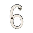 This is an image of a Heritage Brass - Numeral 6 Face Fix 76mm (3") Polished Nickel Finish, c1560-6-pnf that is available to order from Trade Door Handles in Kendal.