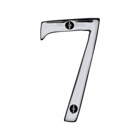 This is an image of a Heritage Brass - Numeral 7 Face Fix 76mm (3") Polished Chrome Finish, c1560-7-pc that is available to order from Trade Door Handles in Kendal.