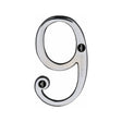 This is an image of a Heritage Brass - Numeral 9 Face Fix 76mm (3") Polished Chrome Finish, c1560-9-pc that is available to order from Trade Door Handles in Kendal.