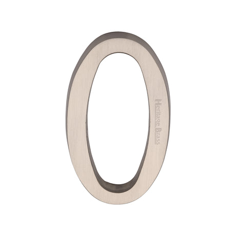 This is an image of a Heritage Brass - Numeral 0 Concealed Fix 76mm (3") Satin Nickel finish, c1564-0-sn that is available to order from Trade Door Handles in Kendal.
